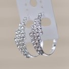 White Crystal Embellished Hoop Earrings with Zig-zag Design