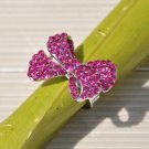 Rhinestone Crystal Bow Cocktail Ring (Size Adjustable)