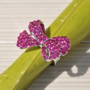 Rhinestone Crystal Bow Cocktail Ring (Size Adjustable)