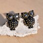 Black Owl Stud Earrings with Gold or Silver Glitter Beads