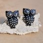 Black Owl Stud Earrings with Gold or Silver Glitter Beads