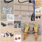 Black Ribbon Bow Earrings with Silver Gray Crystals