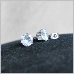 Sterling Silver Clear Faceted 8mm CZ earrings