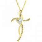 P11337G-C01-1  Ladies Curvy Cross Pendant