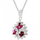 P50015R -C10     Ladies Cluster of Ruby Pendant