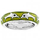 R07873R-V45  Ladies Green Apple Dolphin Ring/ Band