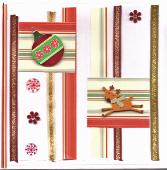 Sale! Handcrafted Holiday Greeting Card - "Reindeer and Stripes"