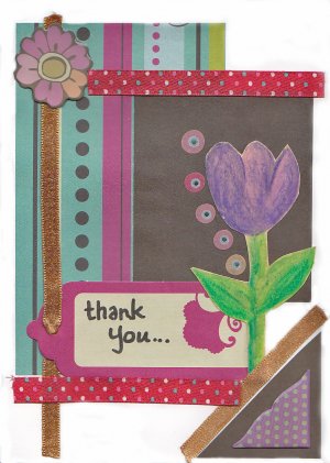 Handmade Thank You Card - Tulip & Polka Dot Theme