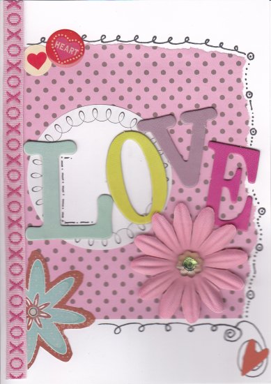 Love and Floral Theme Handmade Valentine's Day Card