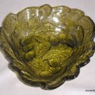 7" Berry Design Relish Dish Green Glass 4 Avail