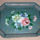 Vintage 19" Hand Painted TOLEWARE Tray ROSES