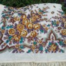 Russian shawl rare dense 100%wool 58' X 57'