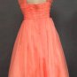 Chiffon and Satin Tea Length Wedding Dress with Full Skirt Ruched Bodice and Fitted Waist