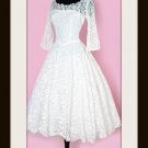 Lace-Over-Satin 1950's Tea Length Wedding Dress