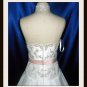 Custom Couture-Quality Halter Wedding Gown with Ribbon Sash Taffeta