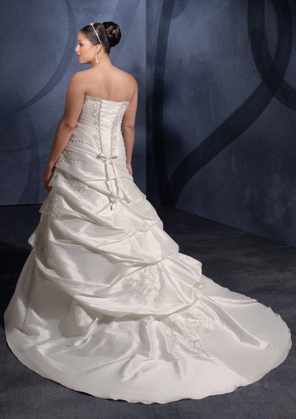 Embroidered Taffeta Plus Size Wedding Gown/ Wedding Dress