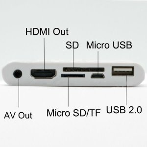 6 in 1 HDMI Camera Connection Kit SD Card Reader USB Video AV Cable For iPad2/3