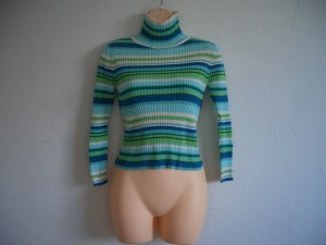 Yellow Blue Green Multi-Color Turtle Neck Sweater
