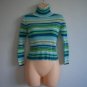 Yellow Blue Green Multi-Color Turtle Neck Sweater