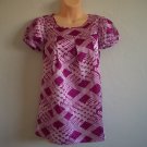 Sexy Magenta White Puff Sleeve Baby Doll Dress