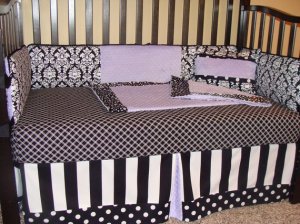 Crib Bumper, Skirt, Blanket, Sheet and Decorative Pillow