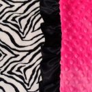 Zebra and Pink Double Minky Blanket with Satin Ruffle