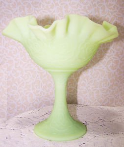 Fenton Persian Medallion Lime Sherbet Comport Eastern Design Limited Piece RARE