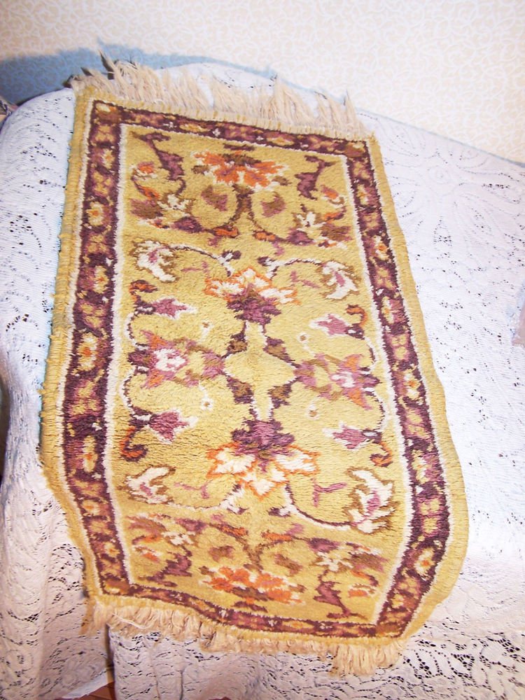 Handwoven Rug Cotton Vintage Floral Motif Persian or Maybe French Incredible See