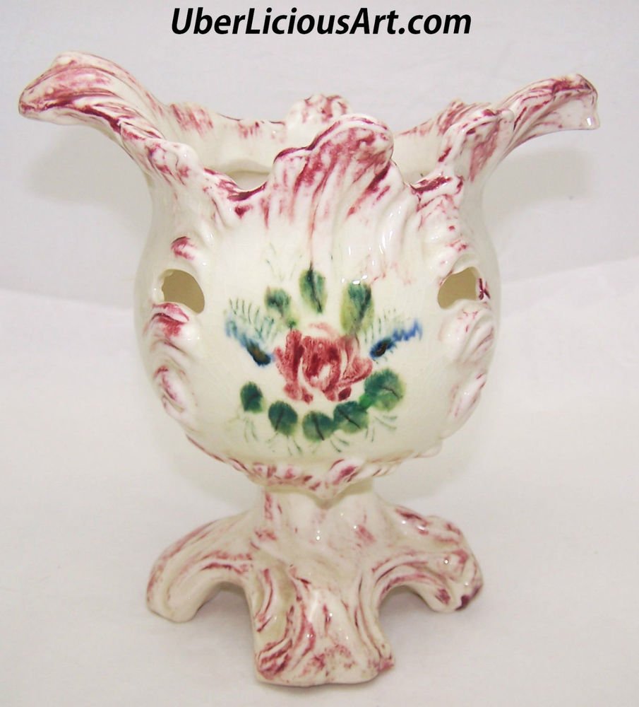 Vase Rose Vintage Italian Pottery Style Romantic Prairie Cottage Chic