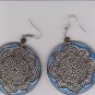 Blue stained metal earrings