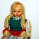 Vintage Ethnic Doll Blonde Hair in Green Dress with Apron