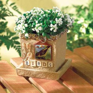 Birds Scrapbook Cache Pot