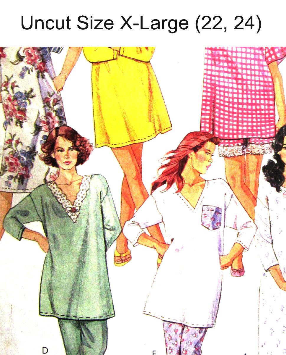 McCalls 6256 Uncut Pattern Nightshirt Pajama Pattern Misses Size XLarge
