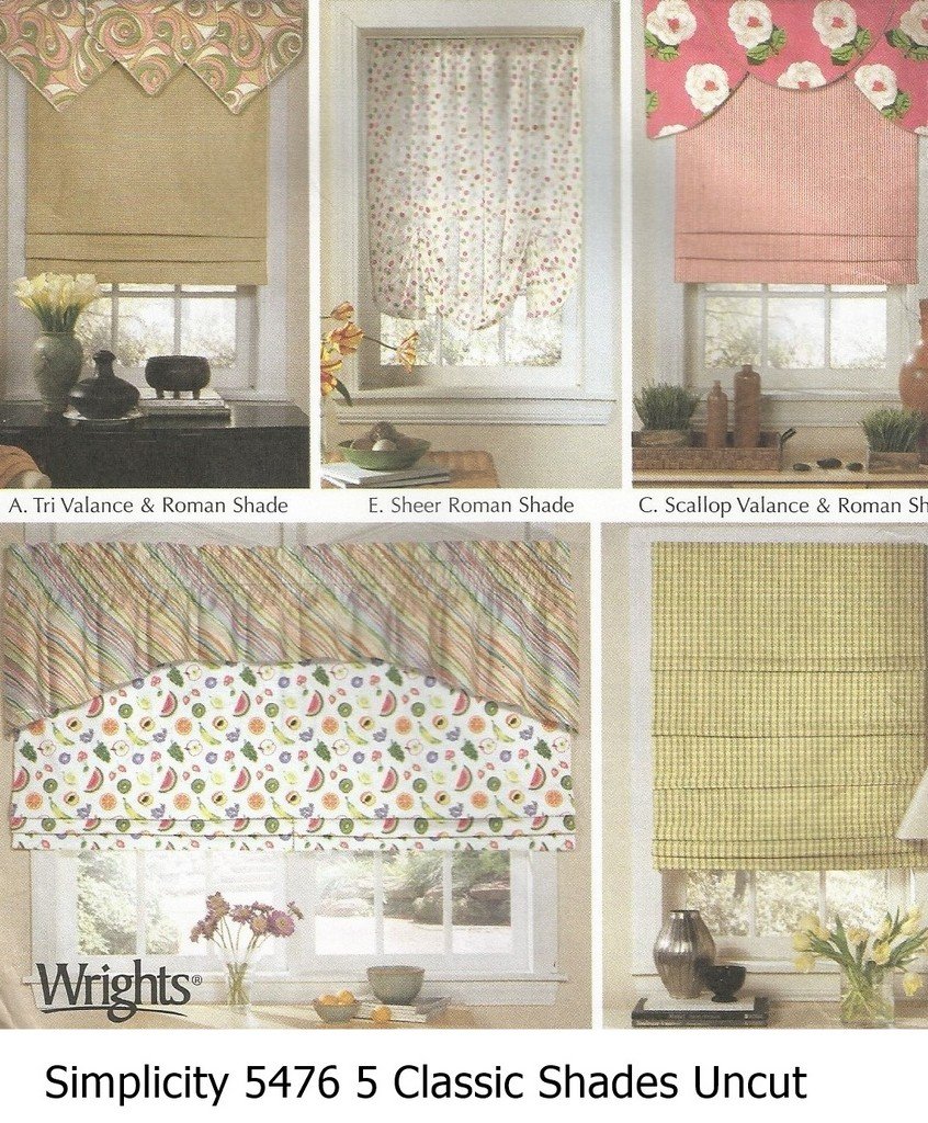 Simplicity Pattern 5476 5 Classic Shades Roman Shades Valances Uncut