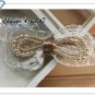 Hair Barrettes - champagne gold with pearl & lace - 5