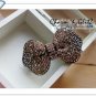 Hair Barrettes - black with brown crystal ribbon - 14