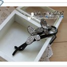 Banana Pins - black with crystal blossom - 9