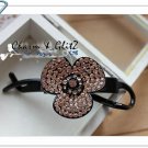 Banana Pins - black with brown crystal blossom - 16