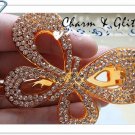 Hair Clamps - brown with crystal leaf - 20