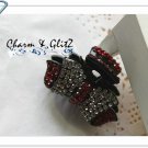 Hair Claw - brown with crystal - 22
