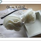 Headbands - white with lace & crystal - 30