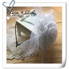 Headbands - white with lace rose - 31