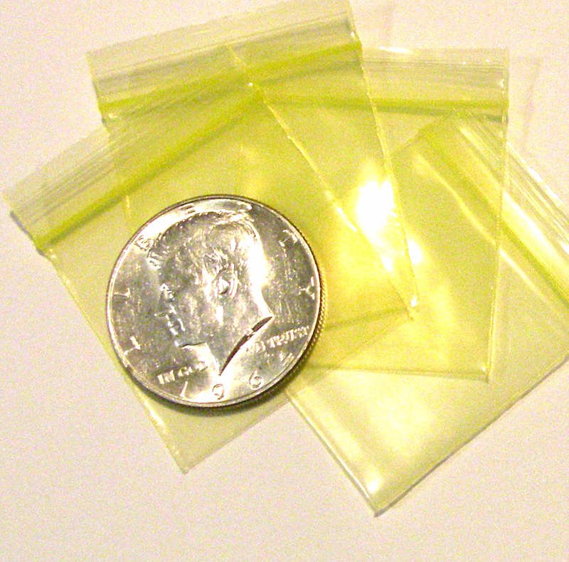 100 Yellow Baggies 1.5 x 1.5" Small Ziplock Bags 1515