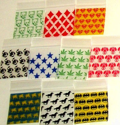 200 Mixed Design Baggies 1.5 x 1.5" Mini Ziplock Bags 1515
