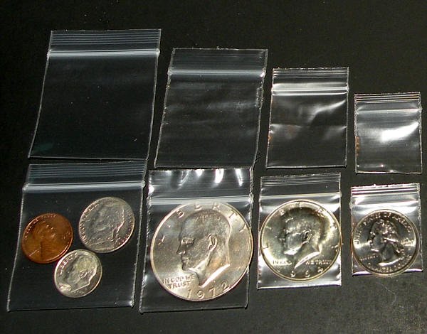 Clear Baggies Assortment 1 inch to 1.75 inches 4 sizes, 400 bags