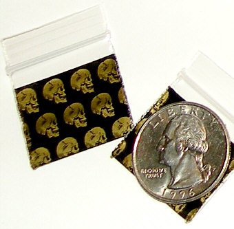 Skulls 200 Baggies 1010 small ziplock bags 1 x 1"