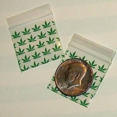 1000 Green Leaves Baggies 1.5 x 1.5" Small Ziplock Bags 1515