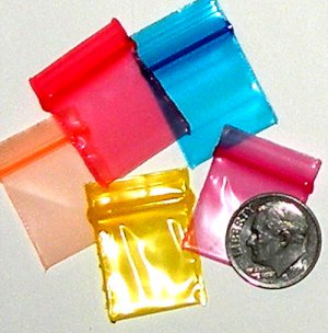 100 Rainbow Colors Baggies 3434 zip lock 0.75 x 0.75" Apple Brand