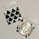 100 Baggies Black Clubs design 1010  small zip lock bags 1 x 1"