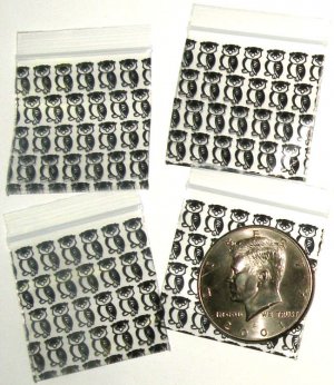 100 Black Owl Design Apple Baggies 1.5 x 1.5 in.